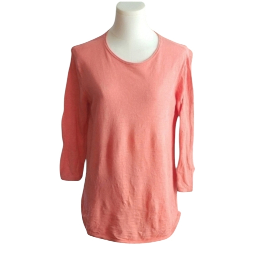J.Jill Pink Linen & Cotton Quarter Sleeve Sweater Size Medium